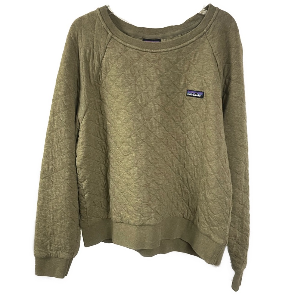 Patagonia Women’s Organic Cotton Quilted Green Pullover Sweater- Size Large
